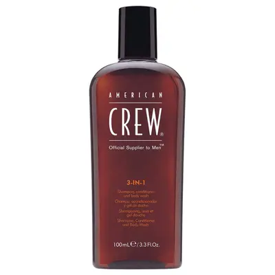 American Crew, Classic, Vegan, 3-in-1 Moisturizing Hair Shampoo, Conditioner and Shower Gel 100ml