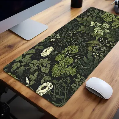 Creative Plant Pattern Mouse Pad, Rectangle Gaming Mouse Pad, Non-slip Large Surface Rubber Base Stitched Edge Desk Keyboard...