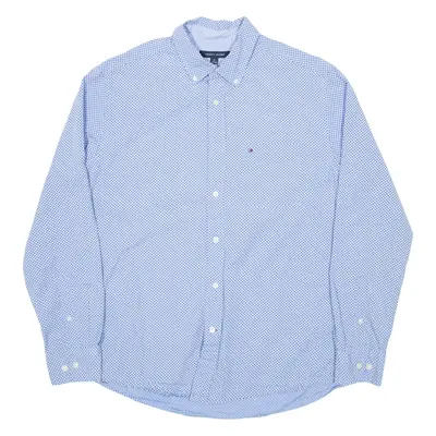 TOMMY HILFIGER Mens Shirt Blue Spotted Long Sleeve M