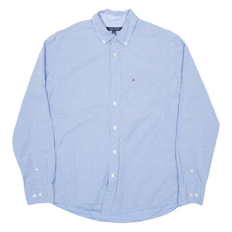TOMMY HILFIGER Mens Shirt Blue Spotted Long Sleeve M