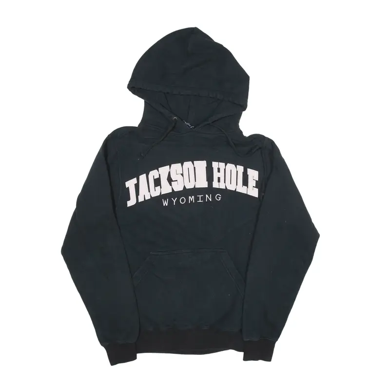 BAC Jackson Hole Wyoming USA Hoodie Black Pullover Womens XS