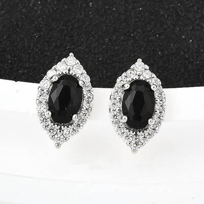Brass Micro Pave Cubic Zirconia Stud Earrings