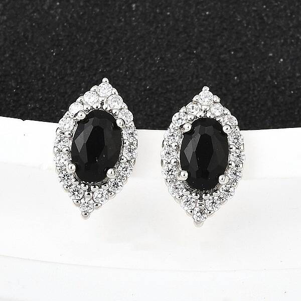 Brass Micro Pave Cubic Zirconia Stud Earrings