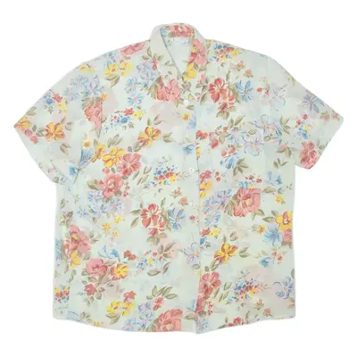 Womens Printed Shirt Blue Collared Floral L