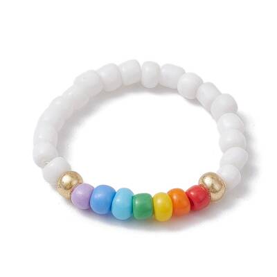 Glass Seed Beaded Stretch Rings for Women