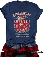 Women's Letter Print Round Neck Tee, Casual Short Sleeve Crew Neck T-shirt for Summer, Fashion Women's Top for Daily Wear, Wo...