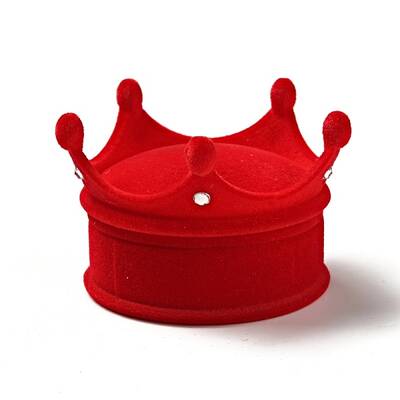 Flocking Plastic Crown Finger Ring Boxes