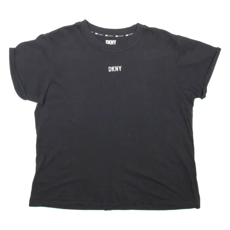 DKNY Sport Crop Womens T-Shirt Black Crew Neck XS