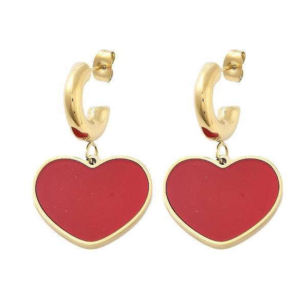 Ion Plating(IP) 304 Stainless Steel Heart Stud Earrings