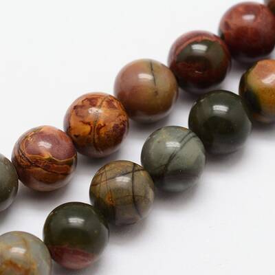 Natural Polychrome Jasper/Picasso Stone/Picasso Jasper Bead Strands