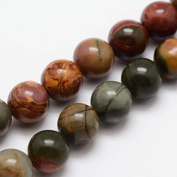 Natural Polychrome Jasper/Picasso Stone/Picasso Jasper Bead Strands