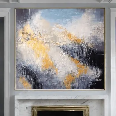 Autumn Abstract Painting Gold and White Art | AUTUMN MEMORY
