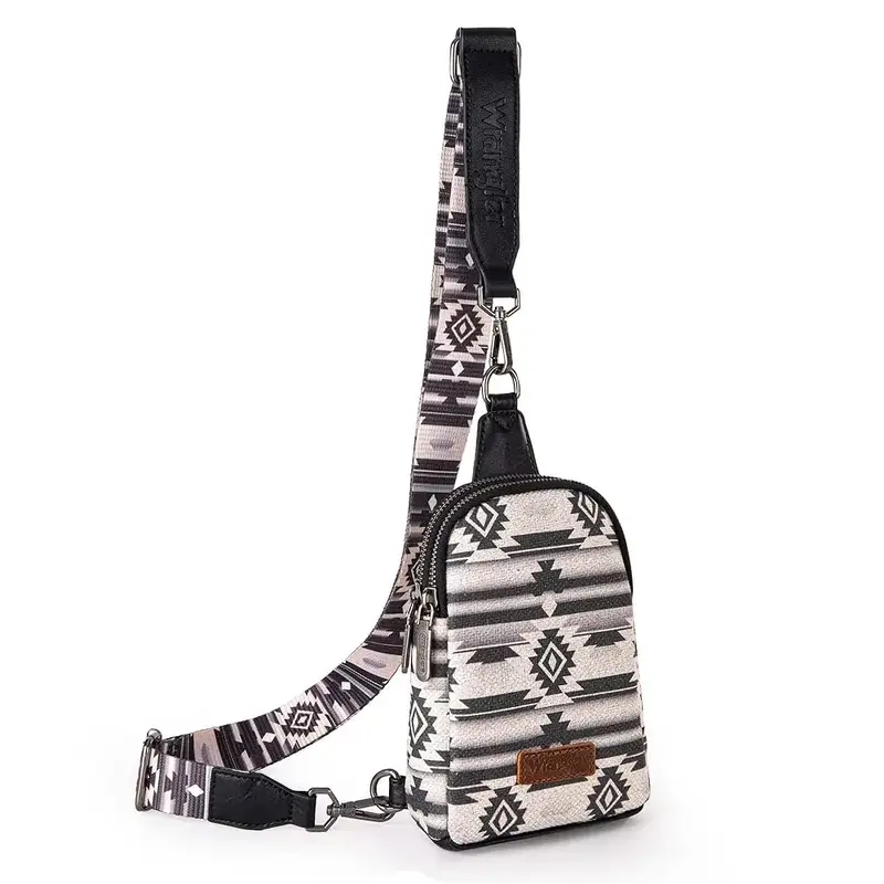 Wrangler Aztec Sling Bag Southwest Crossbody Bags Trendy Chest Bag for Women Shoulder Bag wrangler woman