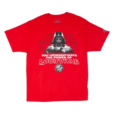 CHAMPION Star Wars Louisville Bats Baseball USA T-Shirt Red Short Sleeve Mens L