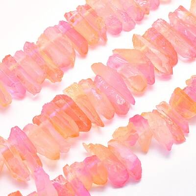 Electroplated Natural Quartz Crystal Beads Strands