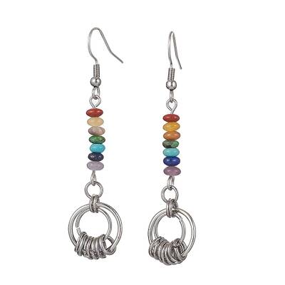 Chakra Synthetic & Natural Gemstone Dangle Earrings
