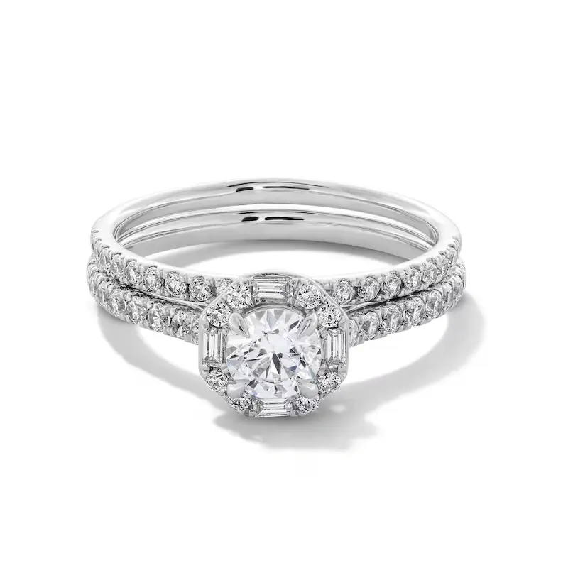 14K White Gold 1 to 3.5 CT. T.W Round Cut Lab Created Diamond Wedding Ring D VVS1-VS1 Clarity 3EX IGI Certified
