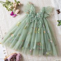 Butterfly Dress for Kids Girls 1-4 Years Ruffles Sweet Summer Mesh Dress Flower Embroidery Birthday Party Princess Dresses wi...