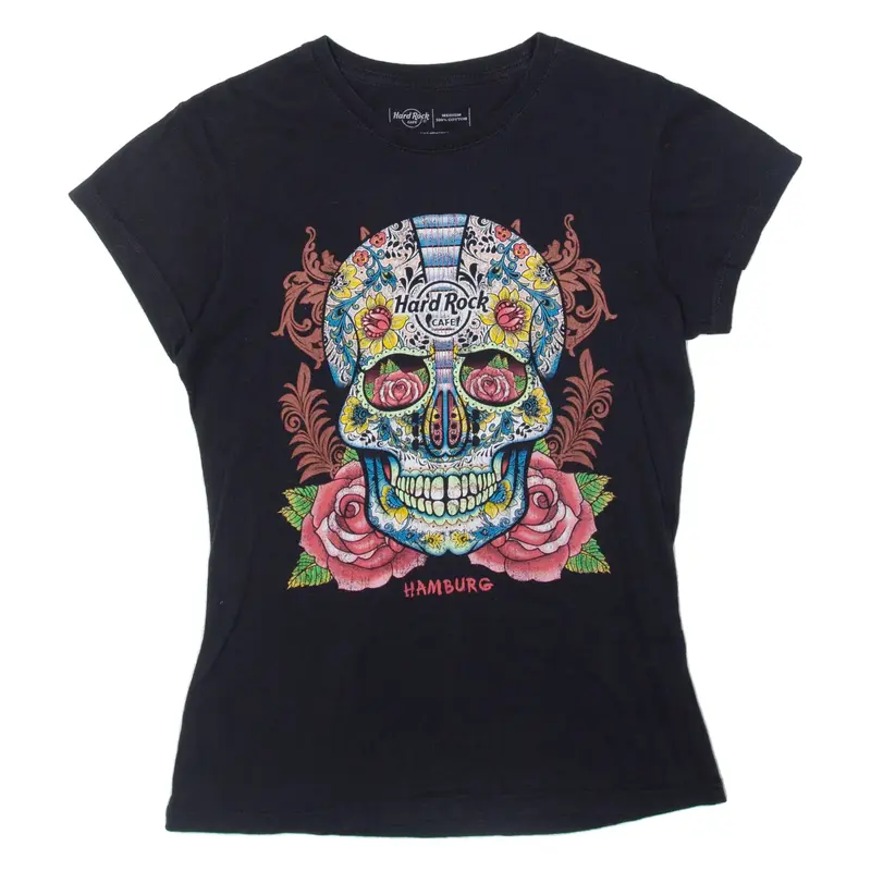 HARD ROCK CAFE Hamburg Skull Womens T-Shirt Black M