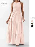 Women's Plain Tiered Ruffle A Line Tank Dress, Casual Sleeveless Maxi Dress, Ladies Fashion Summer Dresses for Beach Holiday,...