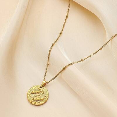 Constellation Coin Stainless Steel Pendant Necklace for Women