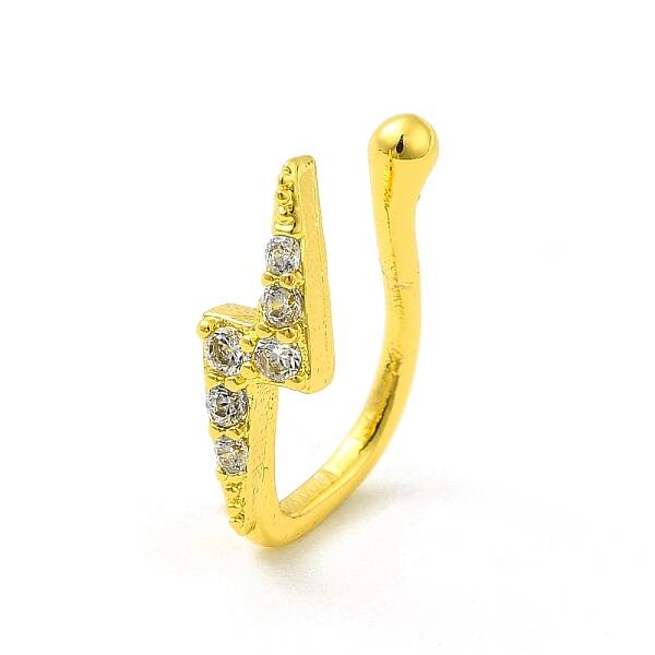 Clear Cubic Zirconia Lightning Bolt Clip on Nose Rings