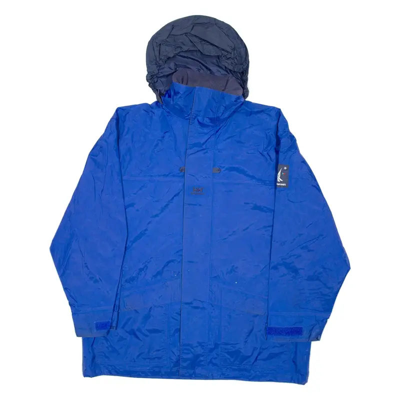 HELLY HANSEN Mens Rain Jacket Blue Hooded L