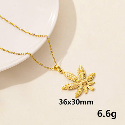 Stainless Steel Leaf Pendant Necklace