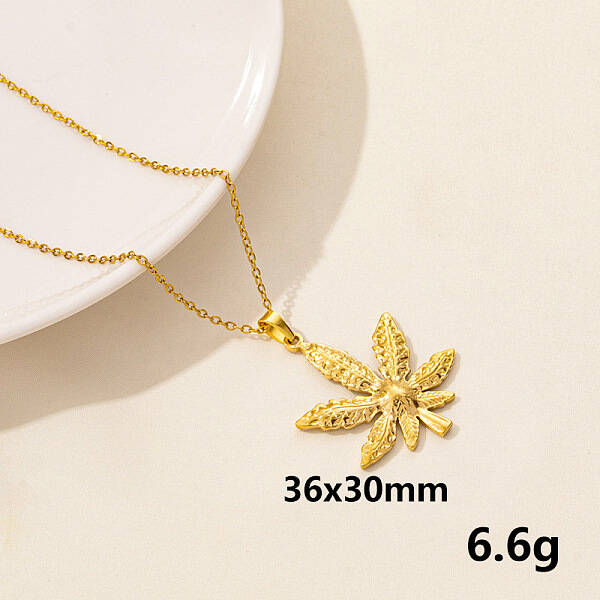 Stainless Steel Leaf Pendant Necklace