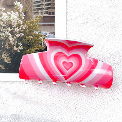 Gradient Color Heart Pattern Acrylic Shark Hair Clips