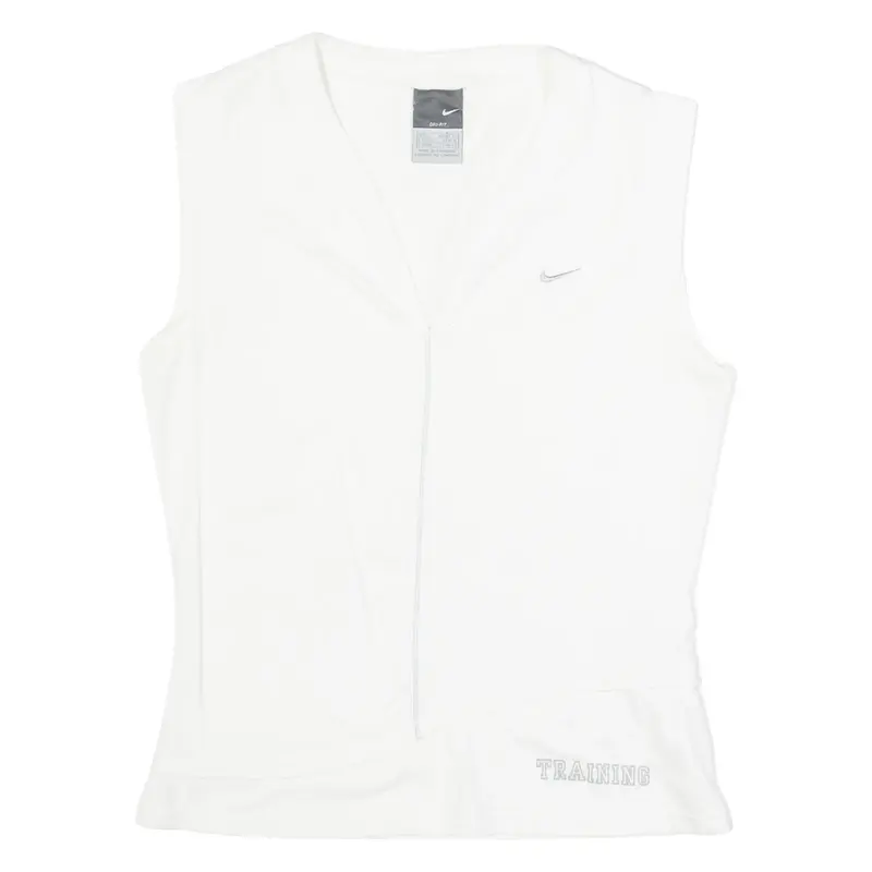NIKE Womens Sports Vest White V-Neck Sleeveless S