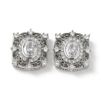 Brass Micro Pave Cubic Zirconia Beads
