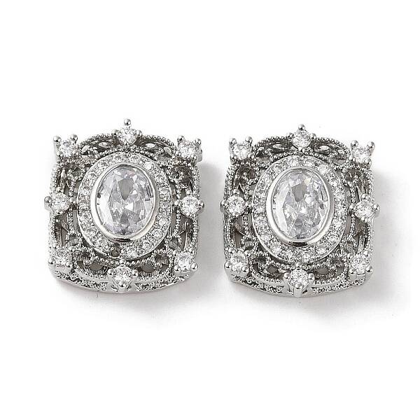 Brass Micro Pave Cubic Zirconia Beads