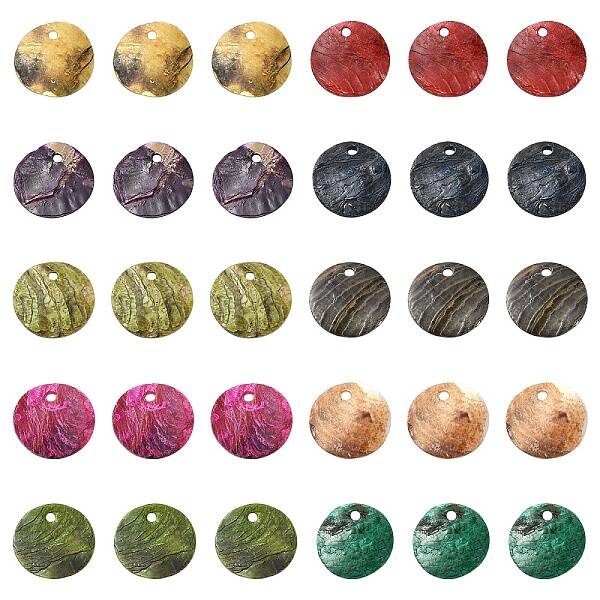 100Pcs 10 Colors Spray Painted Natural Akoya Shell Charms
