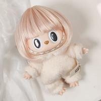 labubu high-temperature silk wig, heart-shaped macaron figurine, Labubu wig, vinyl face fake fur (no doll)