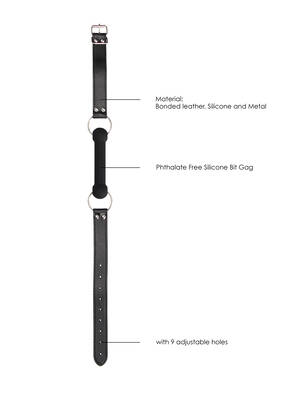 Silicone Bit Gag With Adjustable Bonded Leather  Straps - Black