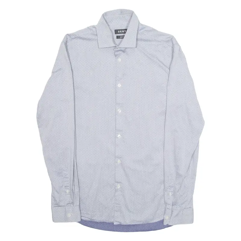 DKNY Slim Fit Mens Shirt Grey Polka Dot Long Sleeve M