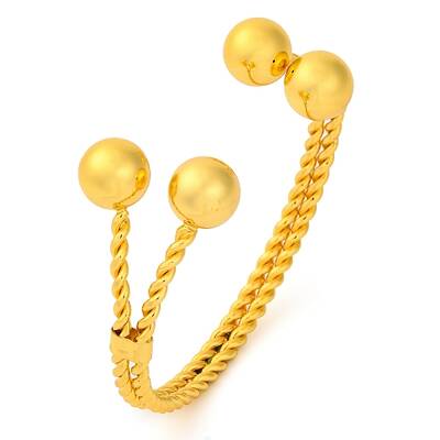 Round Balls Brass Cuff Bangles for Women