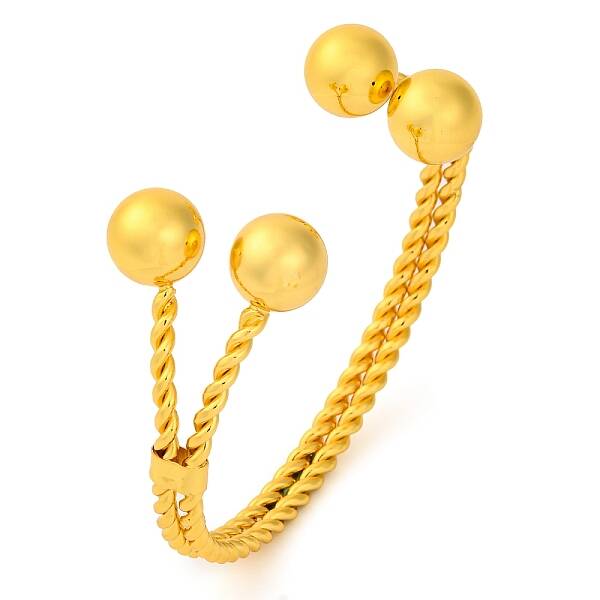 Round Balls Brass Cuff Bangles for Women