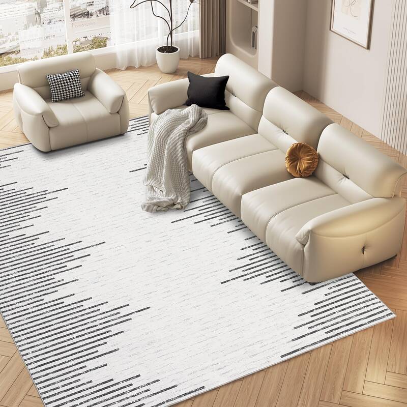 Garvee 9x12 Area Rug for Living Room Washable Rugs Stripe Farmhouse Bedroom Rug large Rug Modern Rug Non Slip Carpet Stripe T...