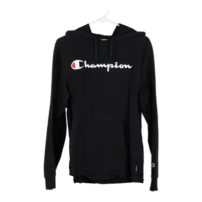 Champion Spellout Hoodie - Medium Black Cotton Blend