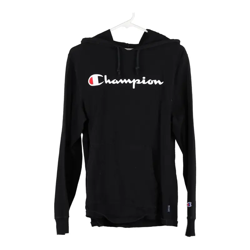 Champion Spellout Hoodie - Medium Black Cotton Blend