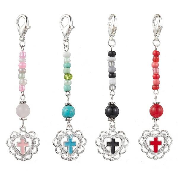 4Pcs Glass Seed Bead Pendant Decorations