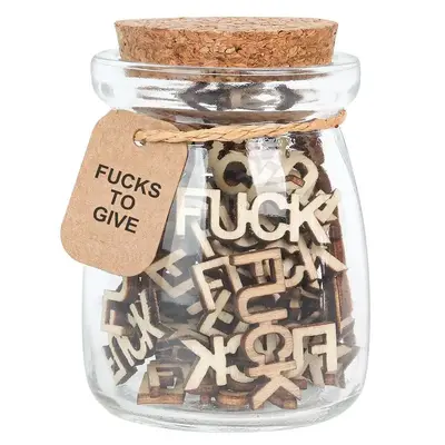Jar of Fucks,Fucks to Give Gag Gifts，Fuck Wooden Cutout Letter Funny Gifts for Valentine'sDay/Birthday/Anniversary/Christma...