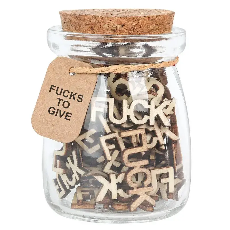 Jar of Fucks,Fucks to Give Gag Gifts，Fuck Wooden Cutout Letter Funny Gifts for Valentine'sDay/Birthday/Anniversary/Christma...