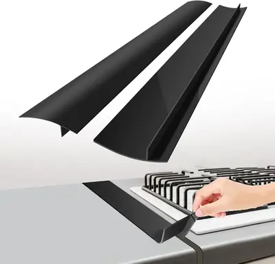 Stove Counter Gap Covers 2-Pack, Heat Resistant Stove Gap Filler,stove guards for counter, Easy to Clean, 21 Inch Black silic...