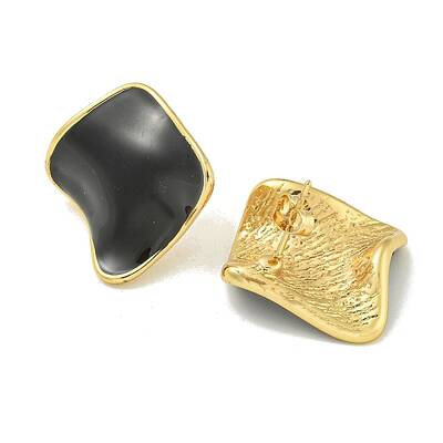 PVD Vacuum Plating 304 Stainless Steel & Enamel Stud Earrings for Women