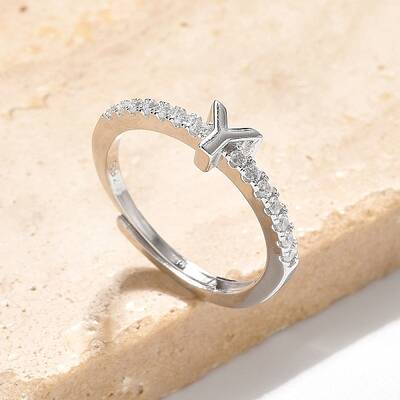 S925 Sterling Silver Adjustable Letter Rings for Women
