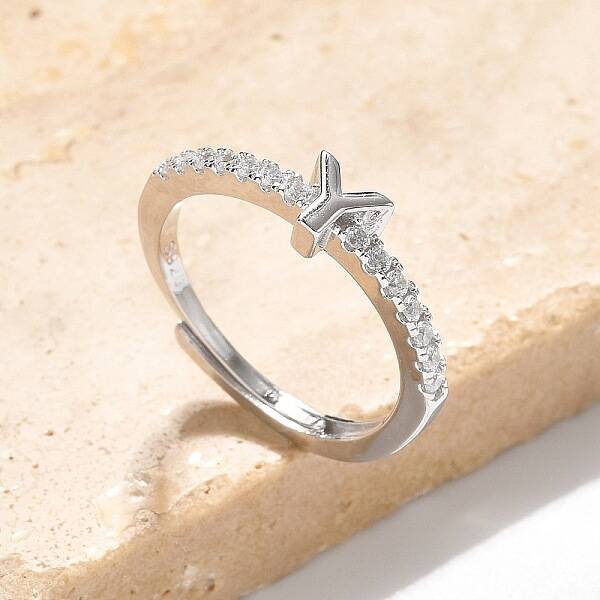 S925 Sterling Silver Adjustable Letter Rings for Women