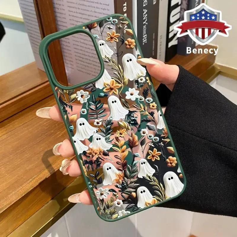 Magnetic Phone Case Supports Wireless Charging for iPhone 17 15 16 14 Pro Max 13 12 11 XR XS Plus E Air Halloween Spooky Gard...